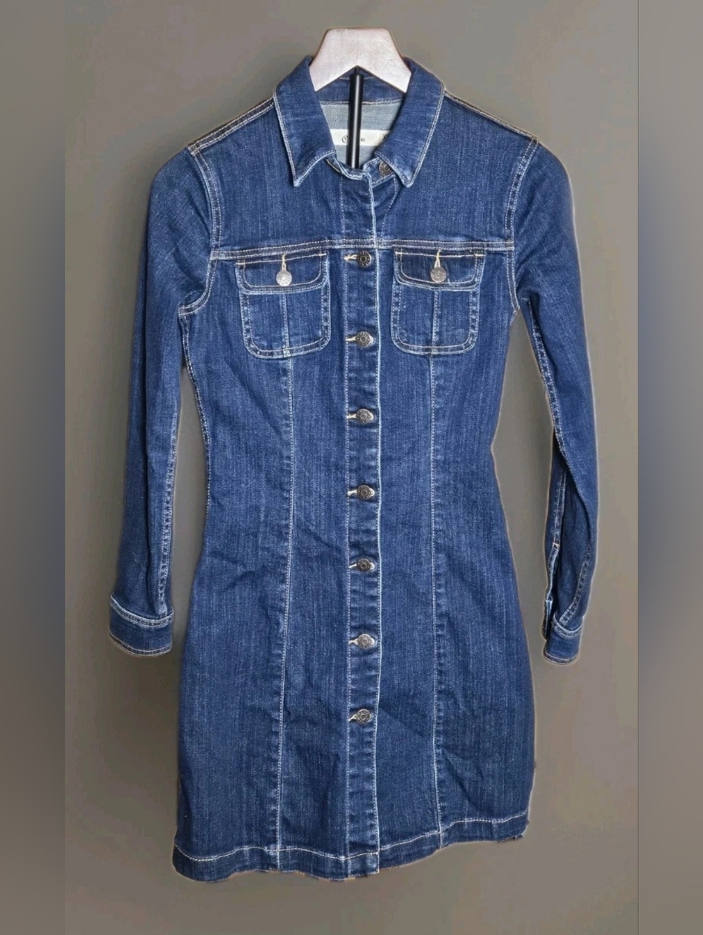 Cello Jeans Denim Shirt Dress XS JUNIORS/MISSES Blue WV966 Fitted Mini Stretch